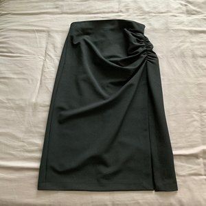 Zara Black Midi Skirt with Front Slit